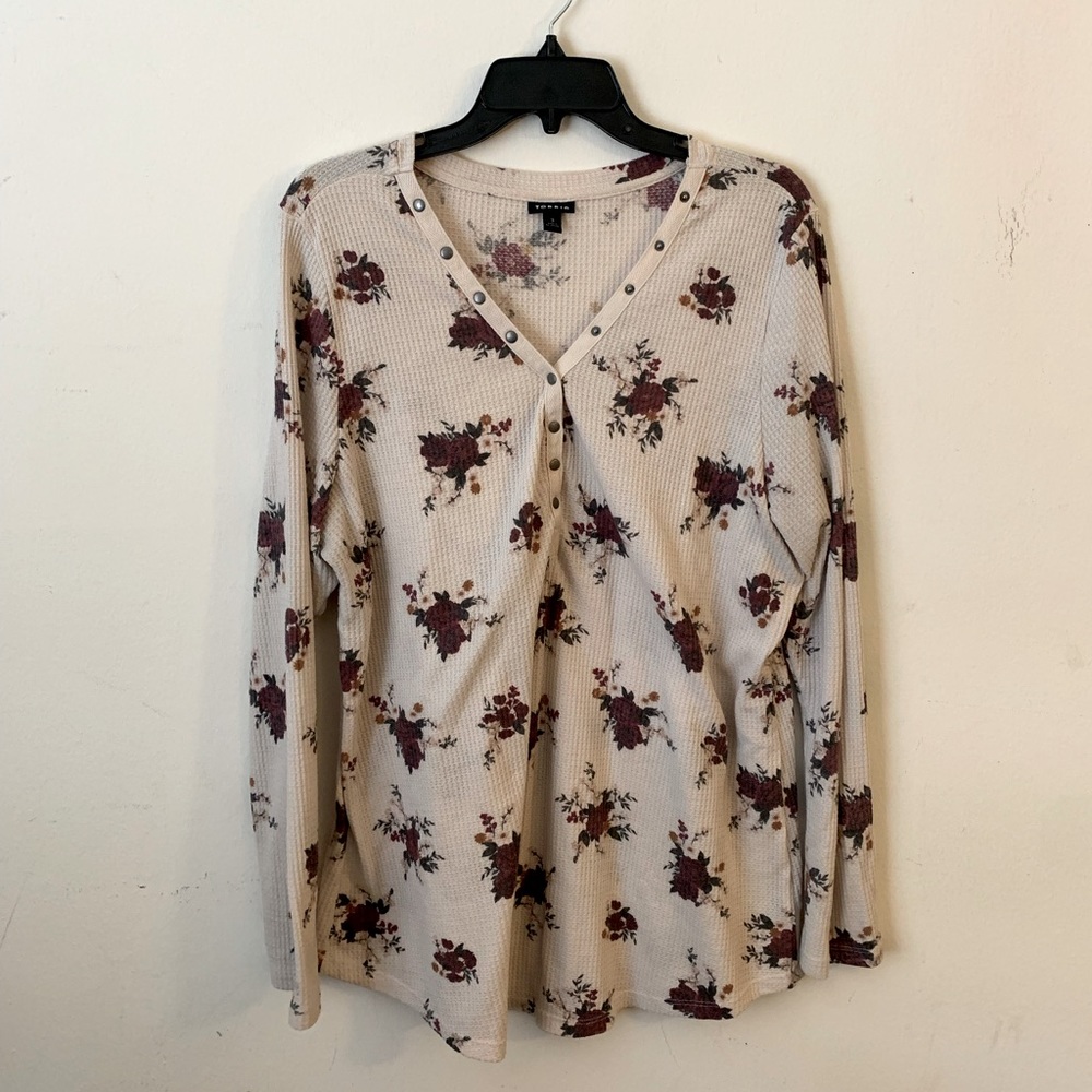 Torrid Floral Thermal Henley Top